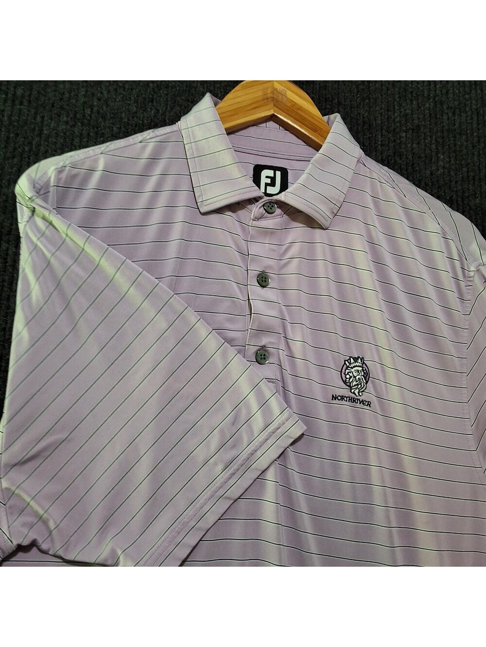 FootJoy NorthHaven Men's Golf Polo Shirt Size M Light Purple Striped